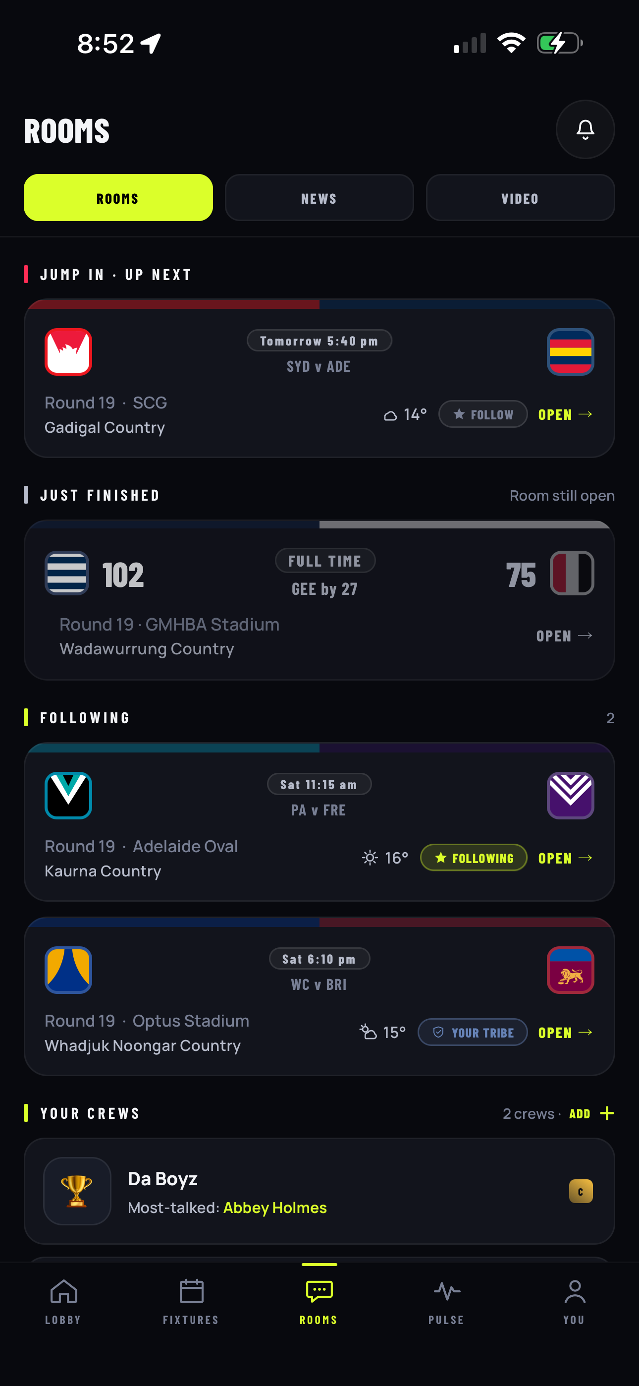 Match rooms